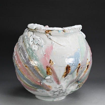 Massive Contemporary Vase ー氏家 昂大 “漆貫入彩 白釉 大壺”
