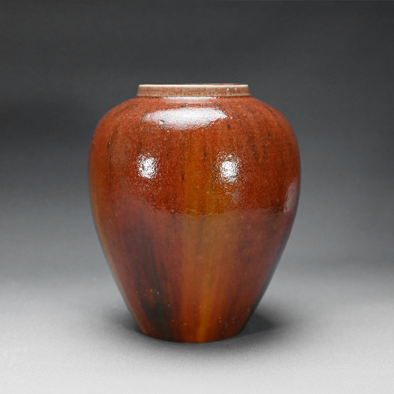 Exquisite Red Glazed Vase ー大森 光彦 "窯変花瓶"