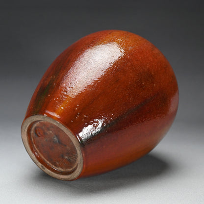 Exquisite Red Glazed Vase ー大森 光彦 "窯変花瓶"