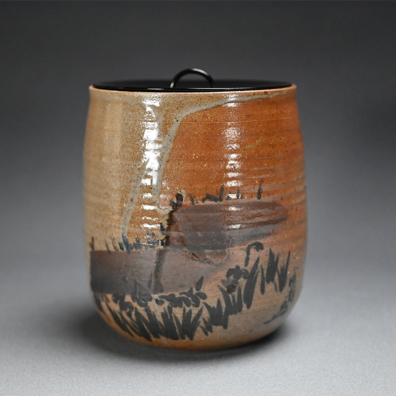 Yatsuhashi (8 bridges) Mizusashi from the Suiogi Kiln of Kobori Sokei