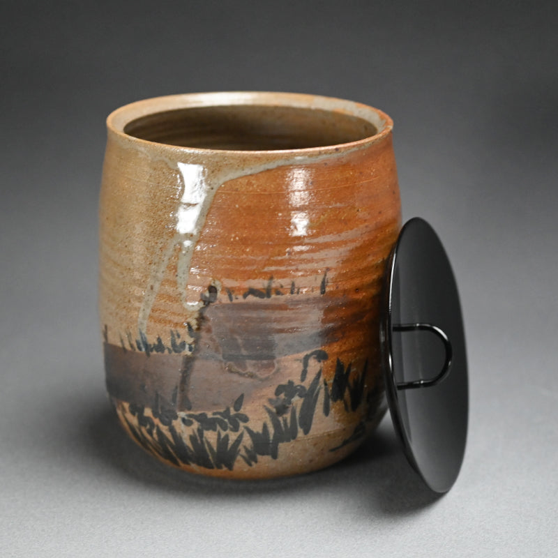 Yatsuhashi (8 bridges) Mizusashi from the Suiogi Kiln of Kobori Sokei