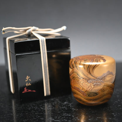 Superb Lacquer Natsume Crashing Waves ー野村 大仙 "鳴門蒔絵棗"