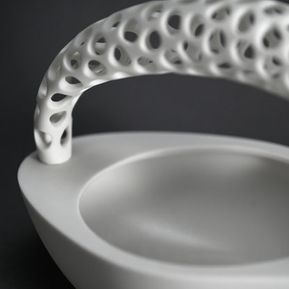 Contemporary Sake Serving Katakuchi Vessel ー加藤 好康 “白磁透文 片口”