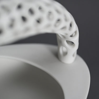 Contemporary Sake Serving Katakuchi Vessel ー加藤 好康 “白磁透文 片口”