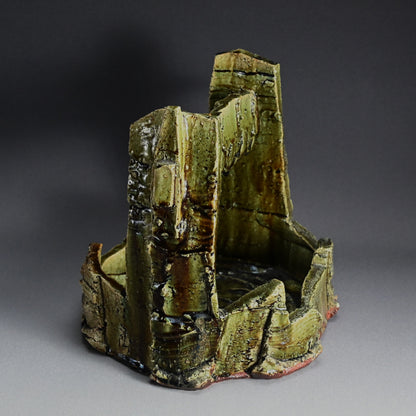 Massive Oribe Vessel with handle ー高内 秀剛 “織部手付鉢”