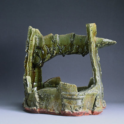 Massive Oribe Vessel with handle ー高内 秀剛 “織部手付鉢”