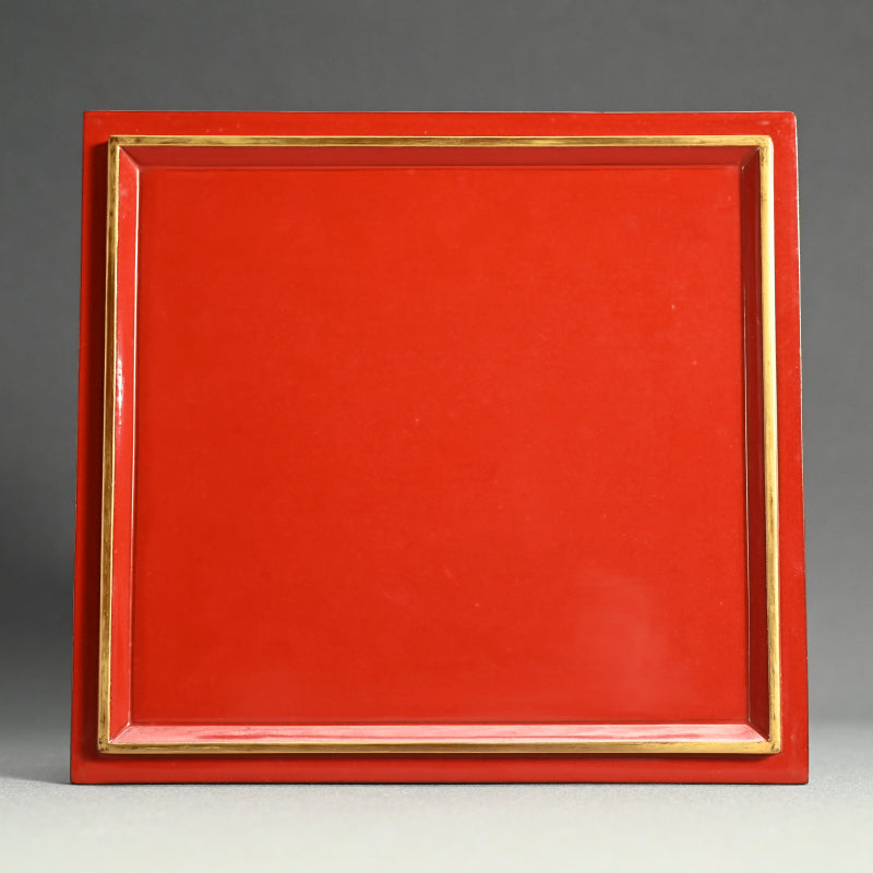 Exquisite Meiji p. Engraved Cinnabar Lacquer Box Set ー輪島塗 堆朱五ツ組重箱 白幡