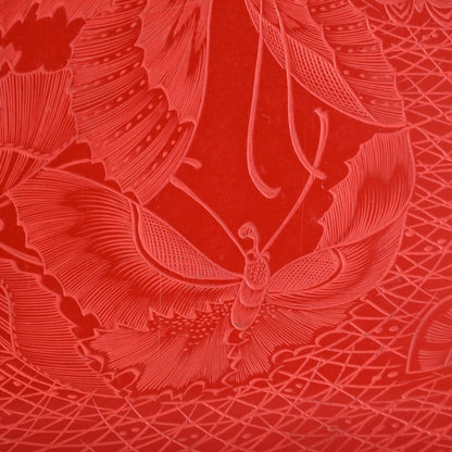 Exquisite Meiji p. Engraved Cinnabar Lacquer Box Set ー輪島塗 堆朱五ツ組重箱 白幡