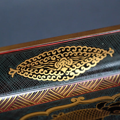 Museum Quality Lacquered ceramic Toyoraku Tray ー豊助 “内七寶歪画硯盆”
