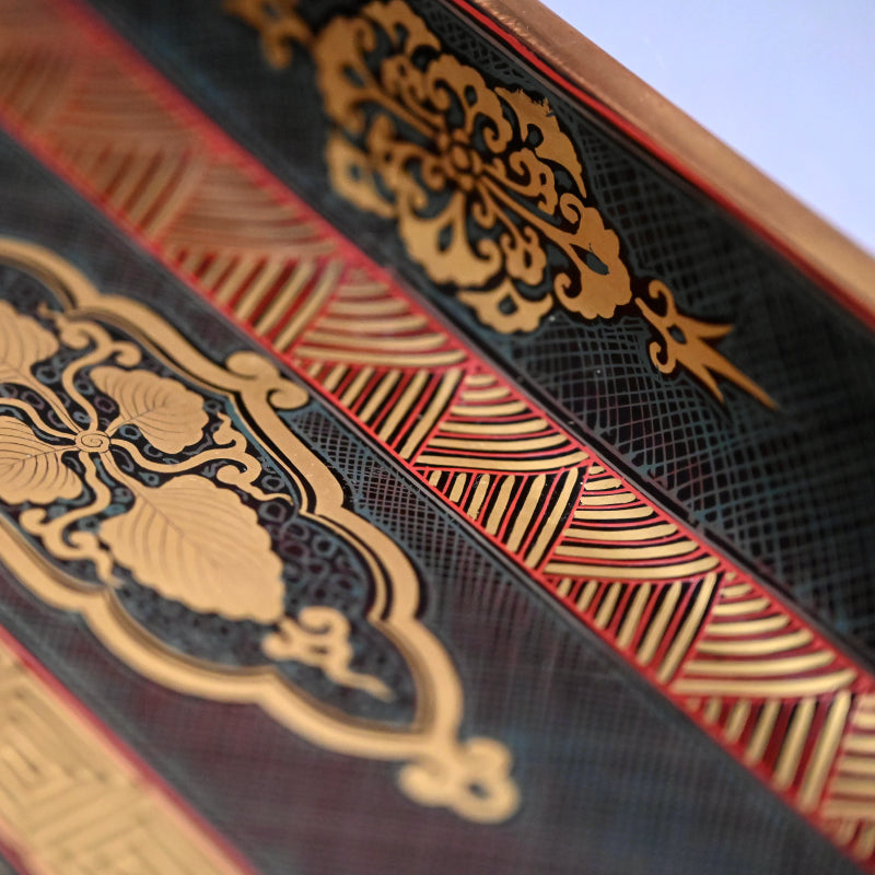 Museum Quality Lacquered ceramic Toyoraku Tray ー豊助 “内七寶歪画硯盆”