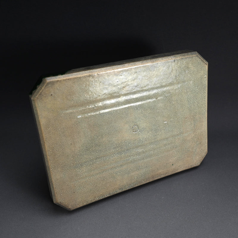 Museum Quality Lacquered ceramic Toyoraku Tray ー豊助 “内七寶歪画硯盆”