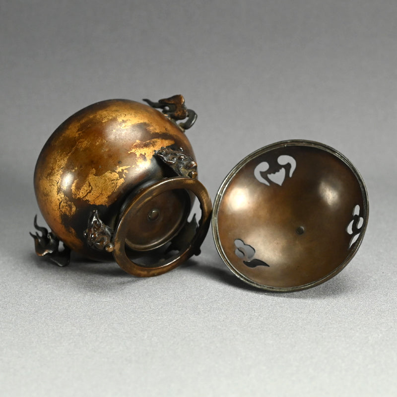 Gilded Sahari-do Buddhist Koro Incense Burner ー金砂張香炉