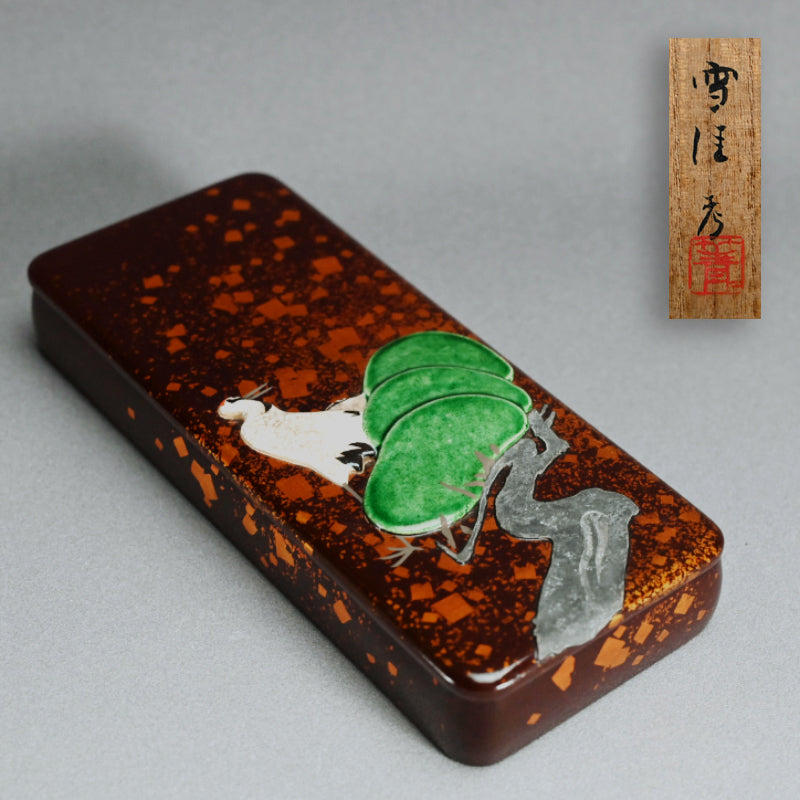 Lacquer Writing Box by Ito Tozan, Kamisaka Sekka and Hyoetsu ー三代 伊東 陶山, 神坂 雪佳, 二代 三木 表悦 “老松双鶴図”