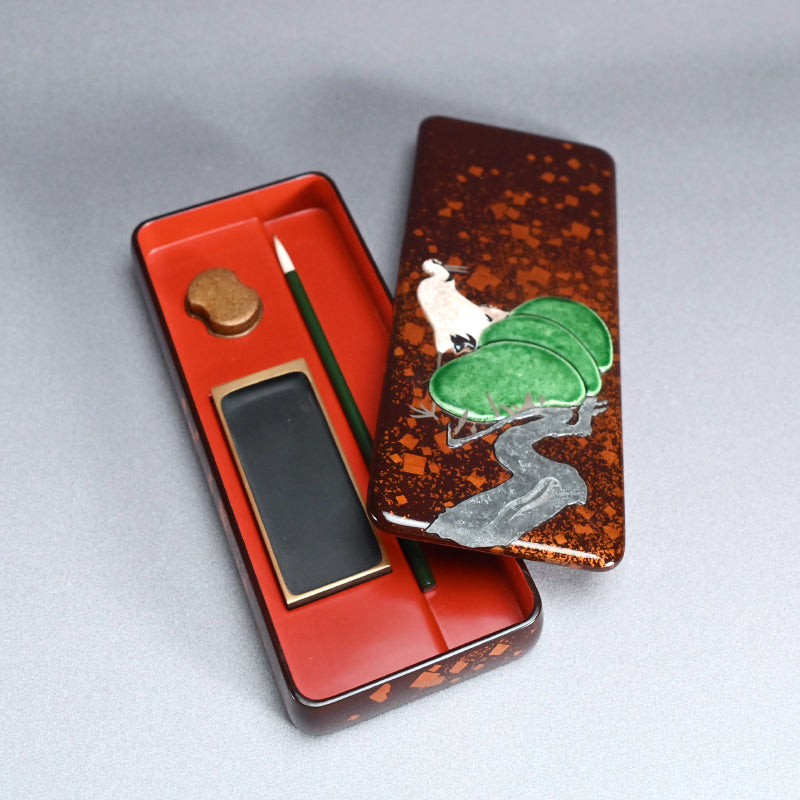 Lacquer Writing Box by Ito Tozan, Kamisaka Sekka and Hyoetsu ー三代 伊東 陶山, 神坂 雪佳, 二代 三木 表悦 “老松双鶴図”