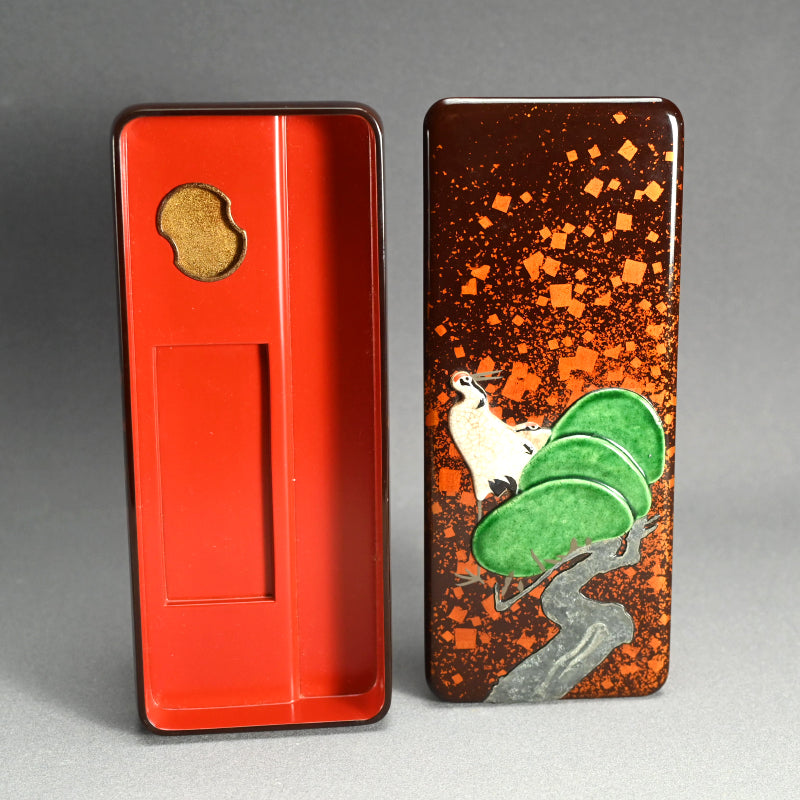 Lacquer Writing Box by Ito Tozan, Kamisaka Sekka and Hyoetsu ー三代 伊東 陶山, 神坂 雪佳, 二代 三木 表悦 “老松双鶴図”