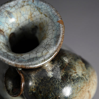 Antique Japanese Fused Vase with Tokkuri Kiln Flaw