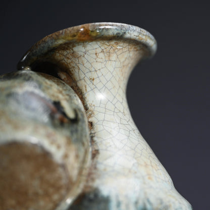 Antique Japanese Fused Vase with Tokkuri Kiln Flaw