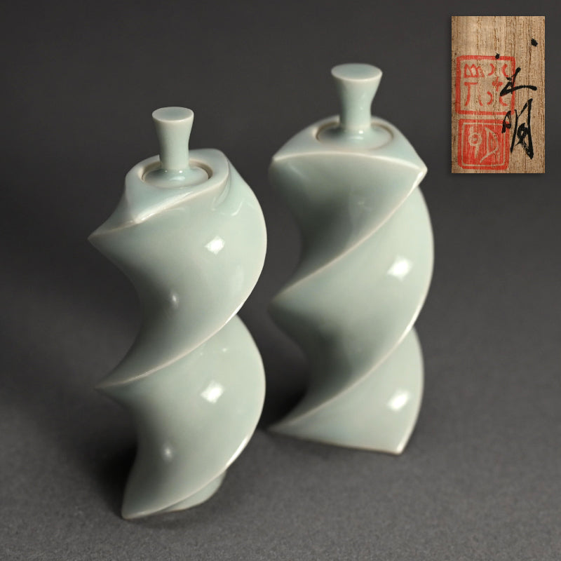 Pair Mentori Covered Vases ー八木 明 “面取り 蓋物”