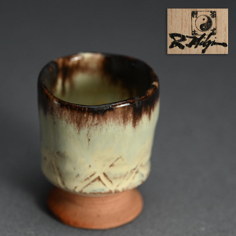 菓子器 (刷毛目 : 秀逸作品) 利茶土 ミルグリム (外国人 陶芸家) 真作 利茶土ミルグリム – Kura Monzen Gallery