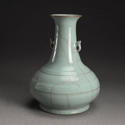 Fine Crackled Celadon Vase ー浦口 雅行 “青瓷双耳花生”