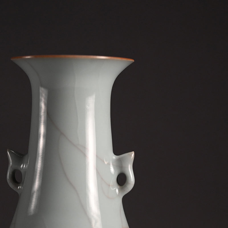 Fine Crackled Celadon Vase ー浦口 雅行 “青瓷双耳花生”