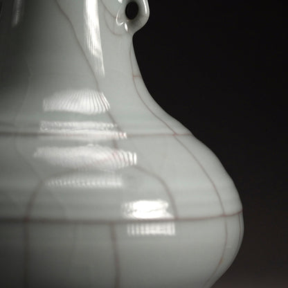 Fine Crackled Celadon Vase ー浦口 雅行 “青瓷双耳花生”