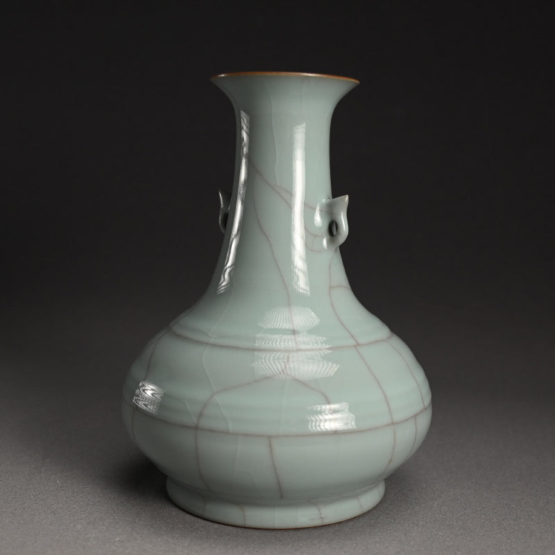 Fine Crackled Celadon Vase ー浦口 雅行 “青瓷双耳花生”