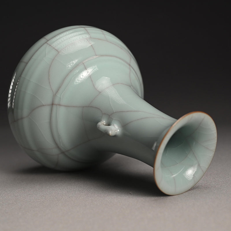 Fine Crackled Celadon Vase ー浦口 雅行 “青瓷双耳花生”