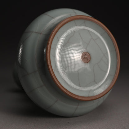Fine Crackled Celadon Vase ー浦口 雅行 “青瓷双耳花生”