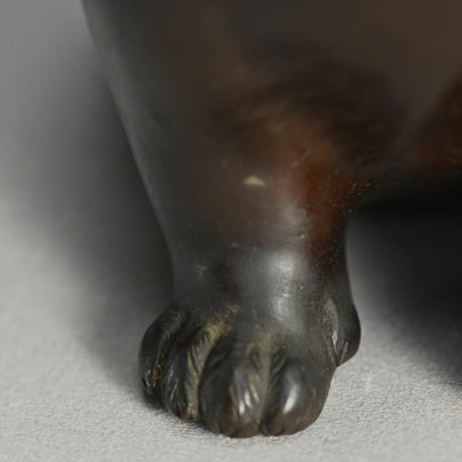 Pair Antique Japanese Bronze Puppies