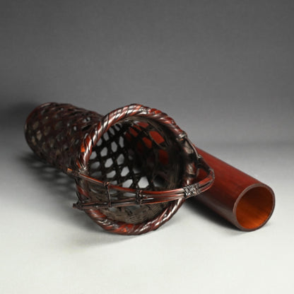 Antique Japanese Bamboo Basket ー山下 巧竹斎 “鳳美竹 華籃”