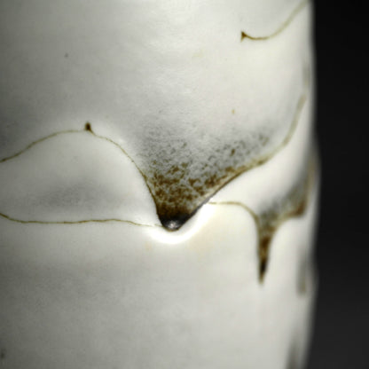 Ceramic Mizusashi Tea Ceremony Jar ー木村 盛伸 “黒地掛分白裂釉 水指”