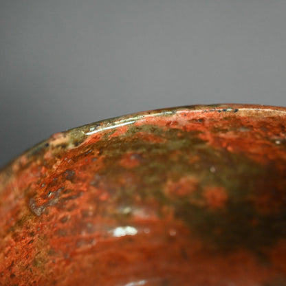 Antique Japanese Red Raku Chawan Tea Bowl