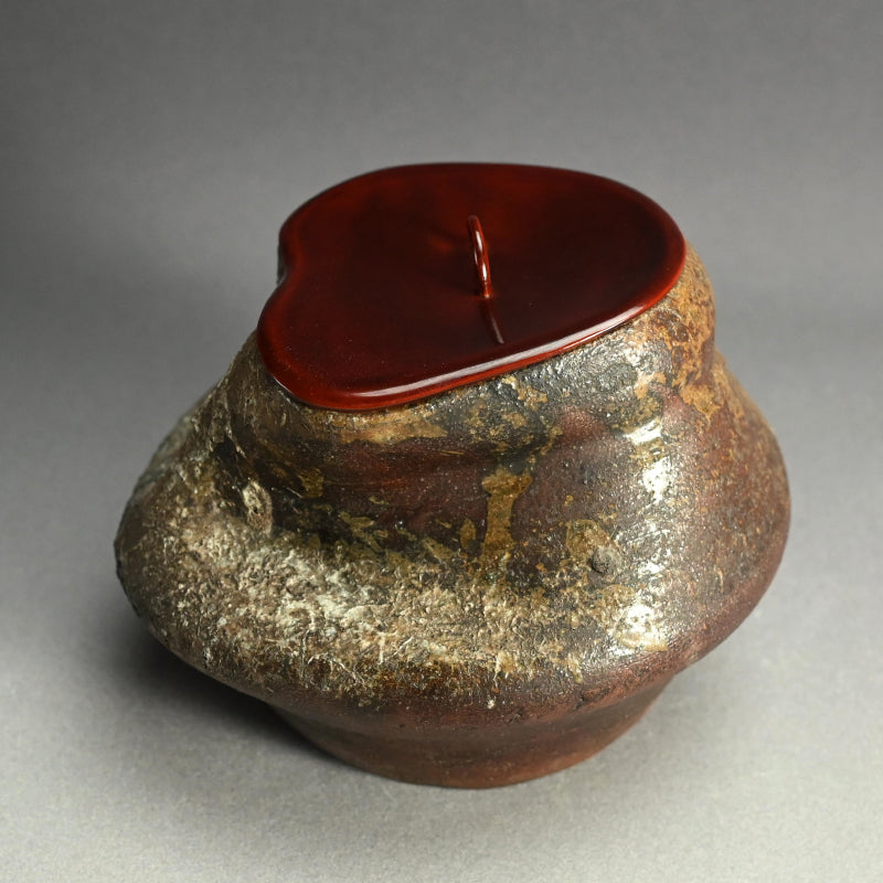 Antique Japanese Warped Bizen Tea Room Mizusashi