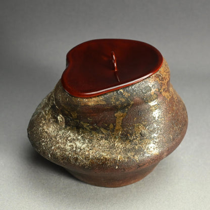 Antique Japanese Warped Bizen Tea Room Mizusashi