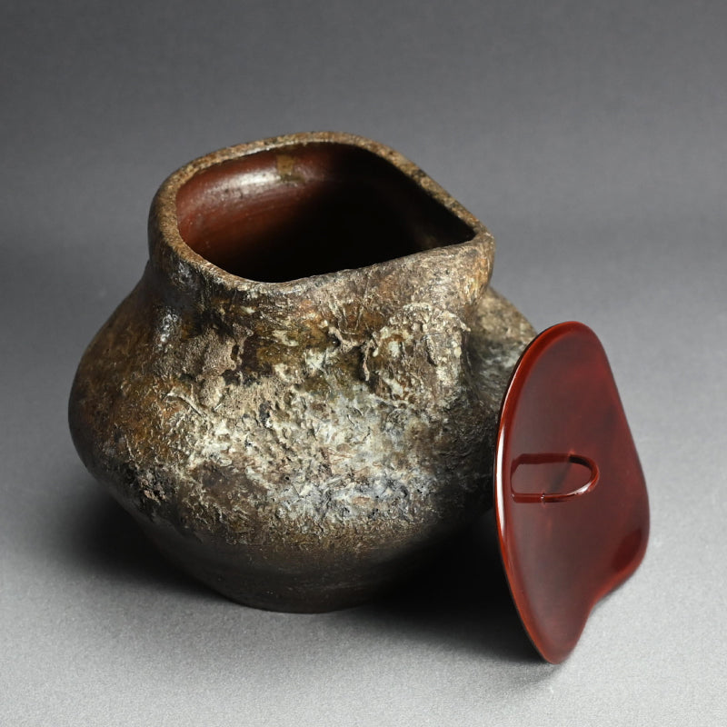 Antique Japanese Warped Bizen Tea Room Mizusashi