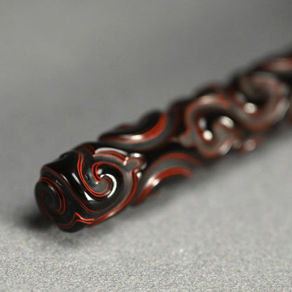 Carved Lacquer Kozutsu Incense Case by Chikusen