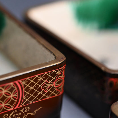 Toyoraku Yaki Lacquered Ceramic Jubako Stacking Box ー豊楽焼重箱