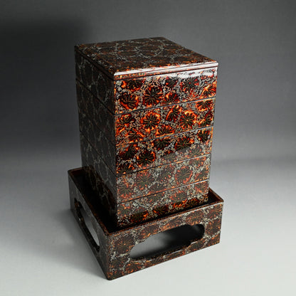 Spectacular Wakasa Stacking Lacquer Jubako Box