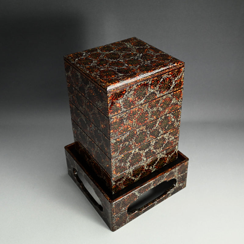 Spectacular Wakasa Stacking Lacquer Jubako Box
