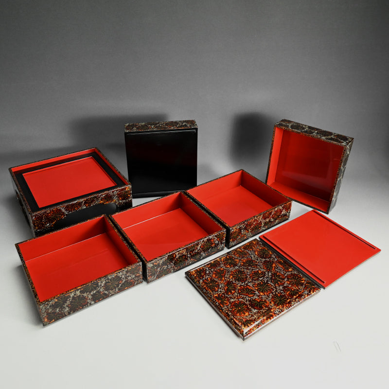 Spectacular Wakasa Stacking Lacquer Jubako Box
