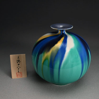 Porcelain Vase by Tokuda Junko ー徳田 順子 “四代 徳田八十吉 襲名記念 彩釉三彩壺 彩光”