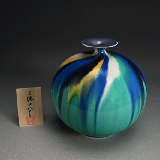 Porcelain Vase by Tokuda Junko ー徳田 順子 “四代 徳田八十吉 襲名記念 彩釉三彩壺 彩光”