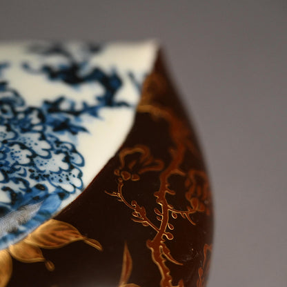 Gold-Lacquered Peach-Shaped Porcelain Container