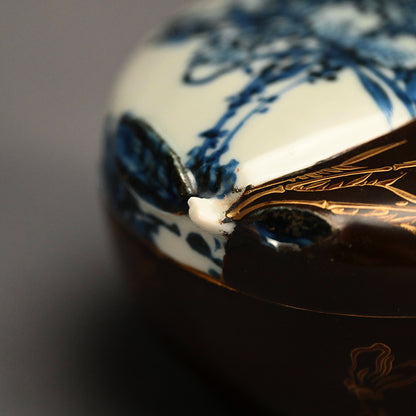 Gold-Lacquered Peach-Shaped Porcelain Container