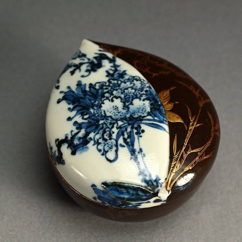 Gold-Lacquered Peach-Shaped Porcelain Container
