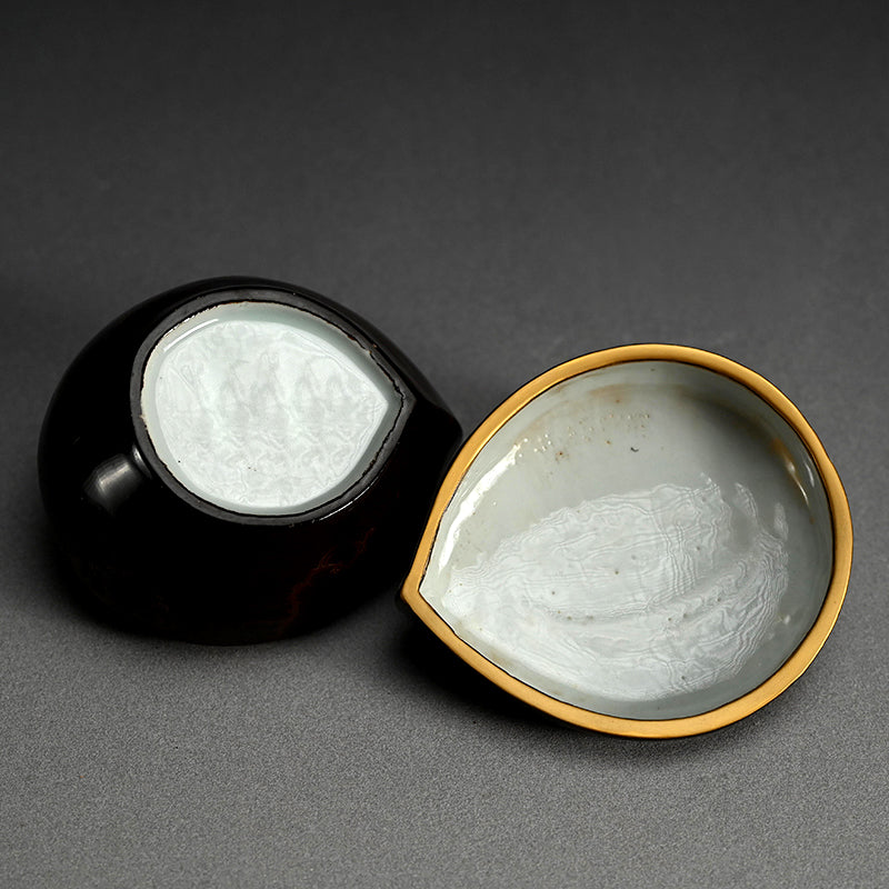 Gold-Lacquered Peach-Shaped Porcelain Container