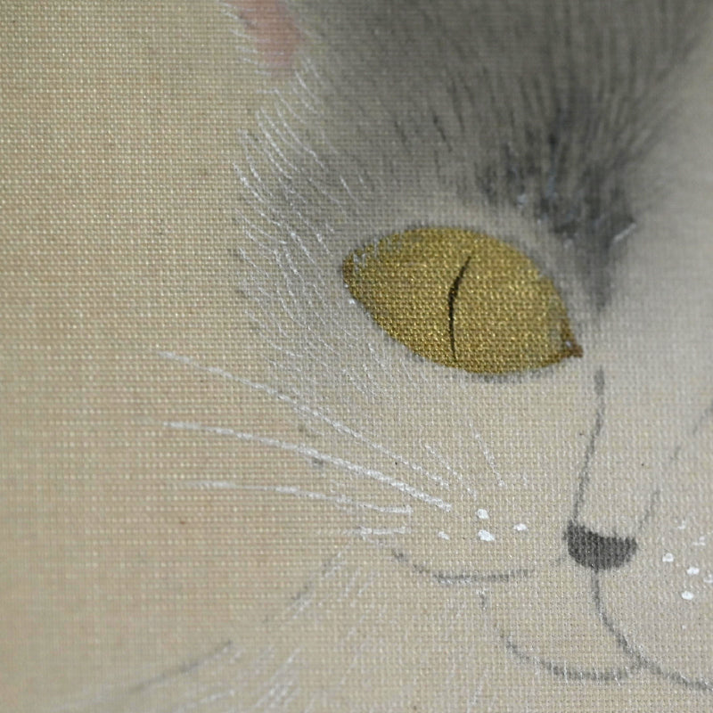 Antique Japanese Scroll, Cat ー幸松 春浦 “閑庭永日圖”