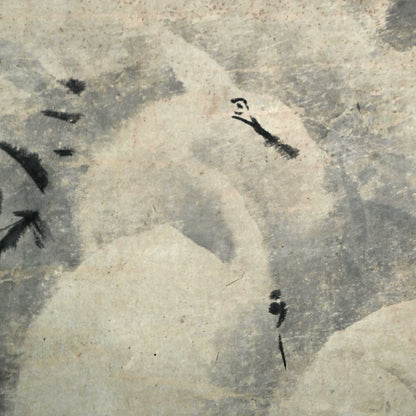 Ancient Ink Painting of Egrets in Snow