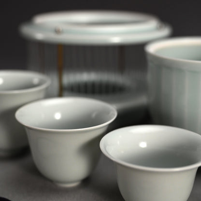 Sencha Porcelain Tea Cup Set ー八木 明 “蓋物付 煎茶碗”